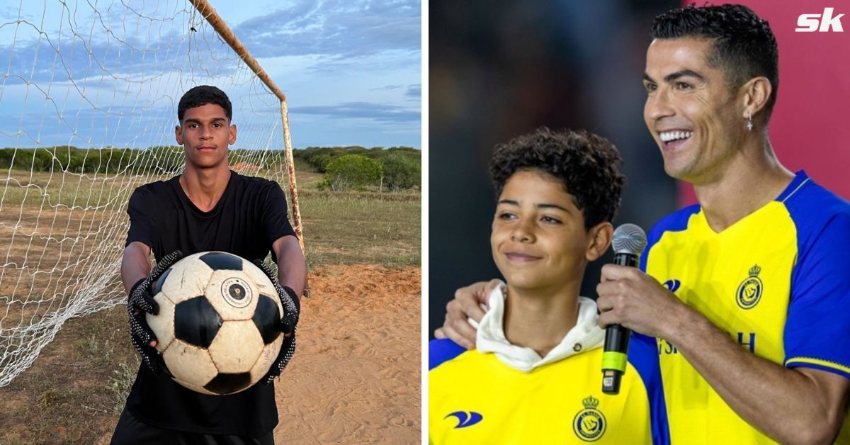 Brazilian influencer Luva de Pedreiro and Cristiano Ronaldo with his son 