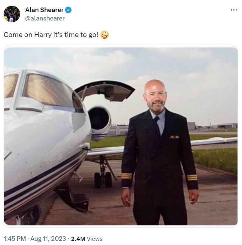 Screenshot of Alan Shearer&#039;s tweet