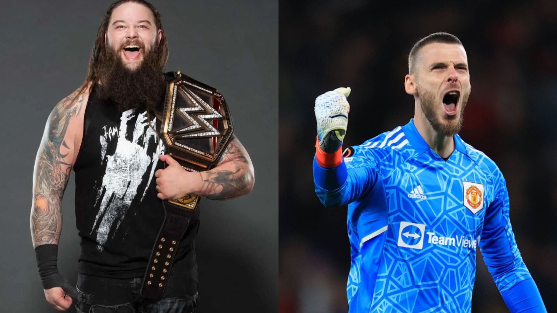 Bray Wyatt (left) and David de Gea (right)