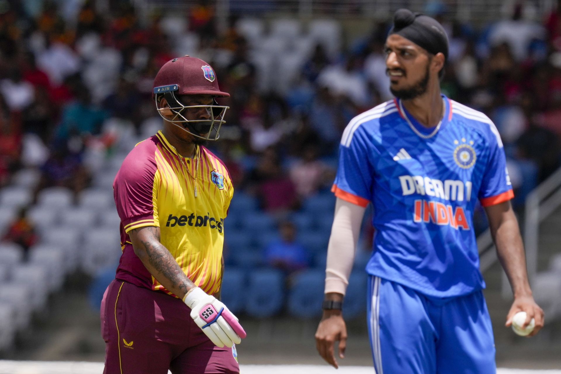 Arshdeep Singh [right] has led India&#039;s pace attack in Jasprit Bumrah&#039;s absence