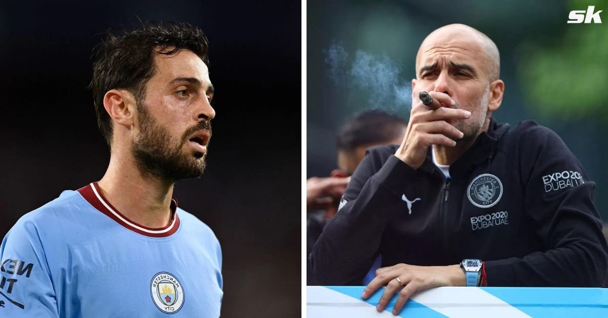 Pep Guardiola and Bernardo Silva (via Getty Images)