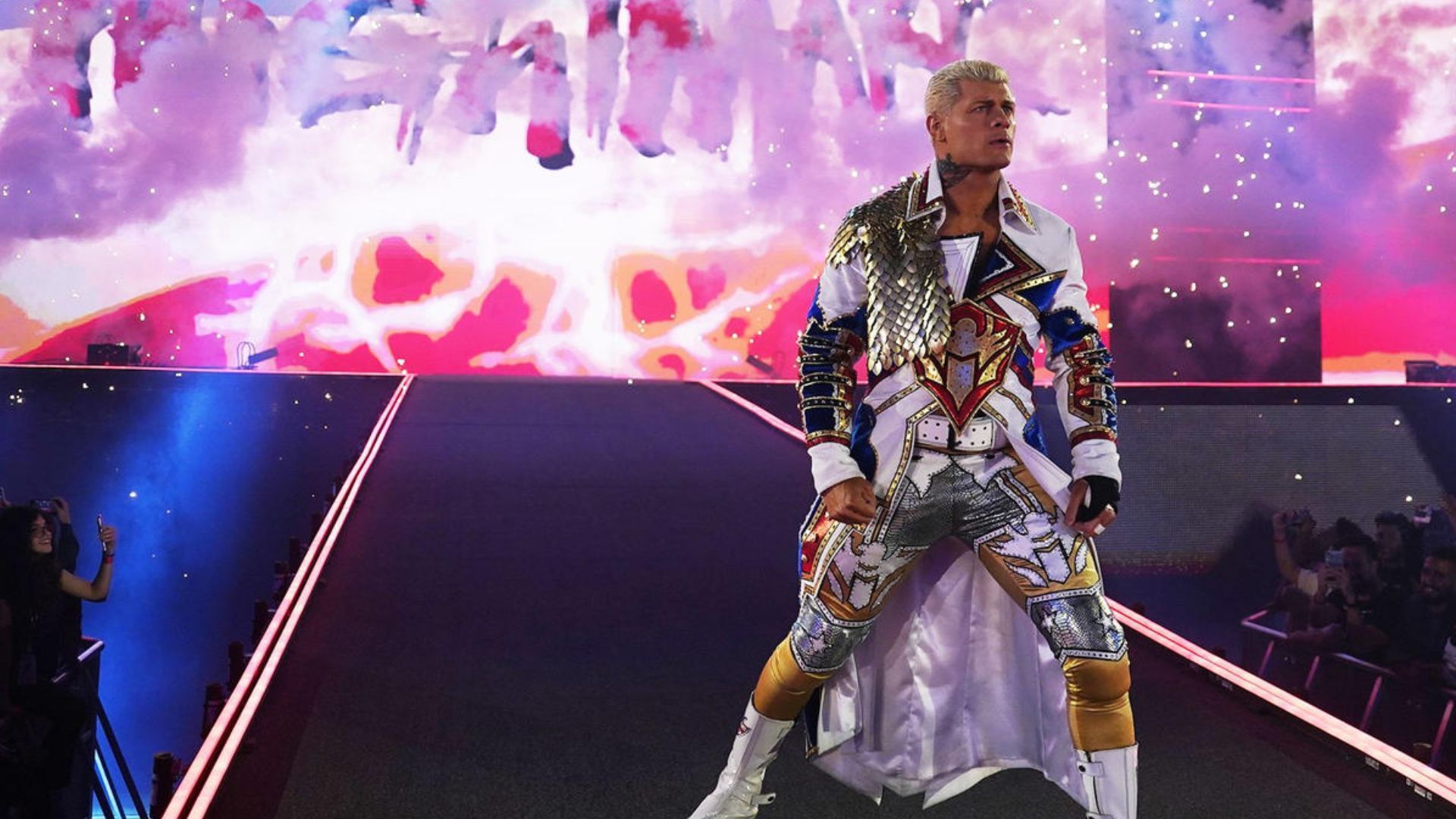 Cody Rhodes during his entrance. Image Credits: wwe.com 