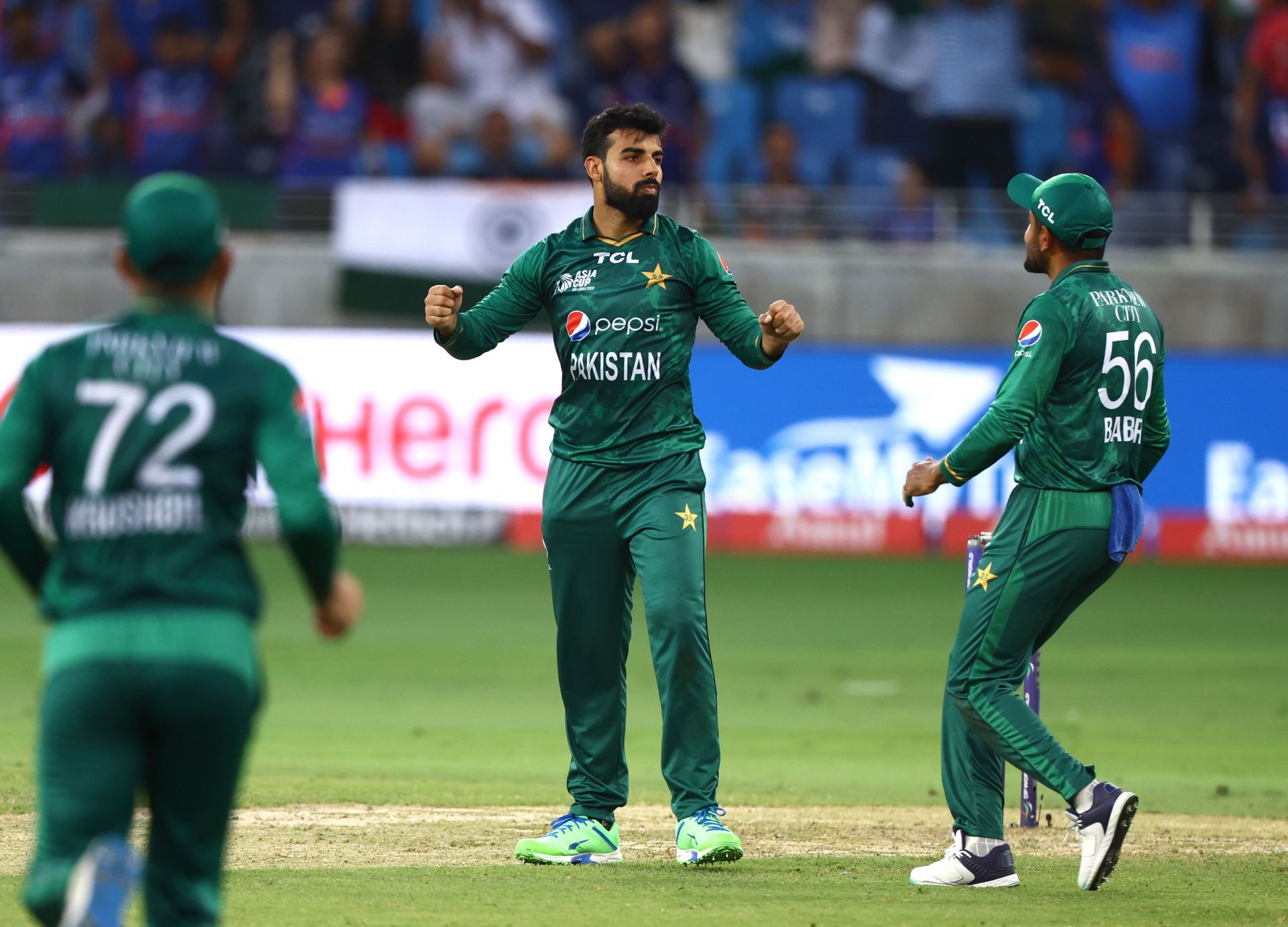 Shadab Khan celebrates a wicket. (Credits: Twitter)