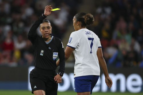 Lauren James receives a yellow card