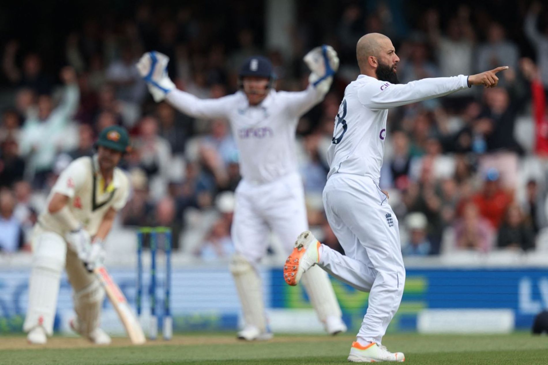 Ali broke the crucial partnership between Steve Smith and Travis Head on Day 5 at the Oval.