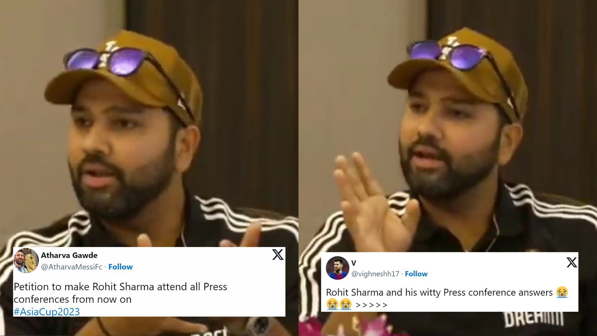 Rohit Sharma had reporters burst out in laughter during the press conference (P.C.:X)