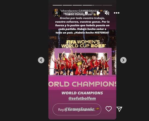 Screenshot of Ramos' Instagram story