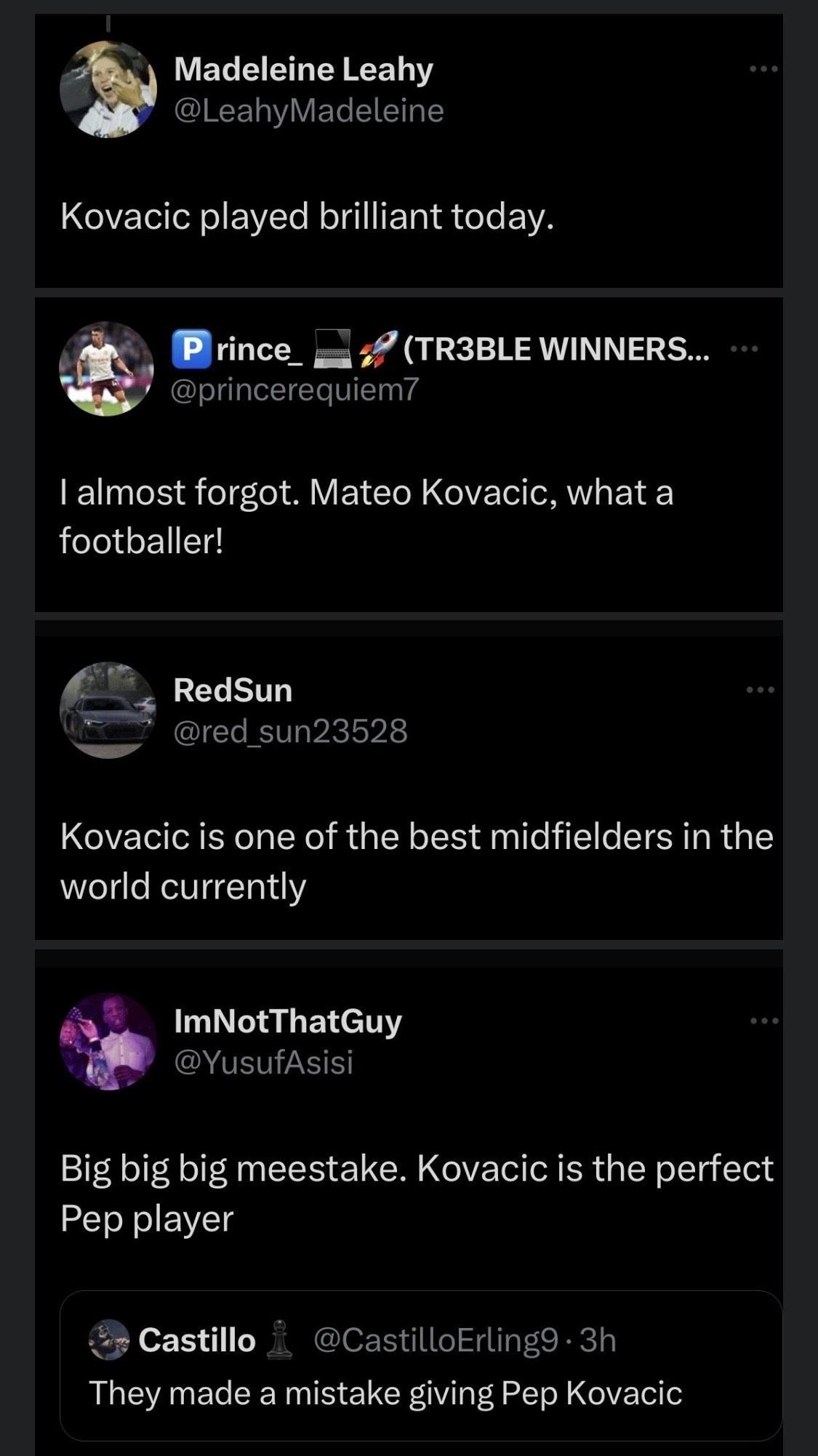 Kovacic is lauded by fans.