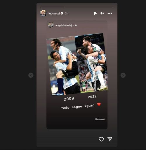 Lionel Messi and Angel di Maria pics 14 years apart in the same pose