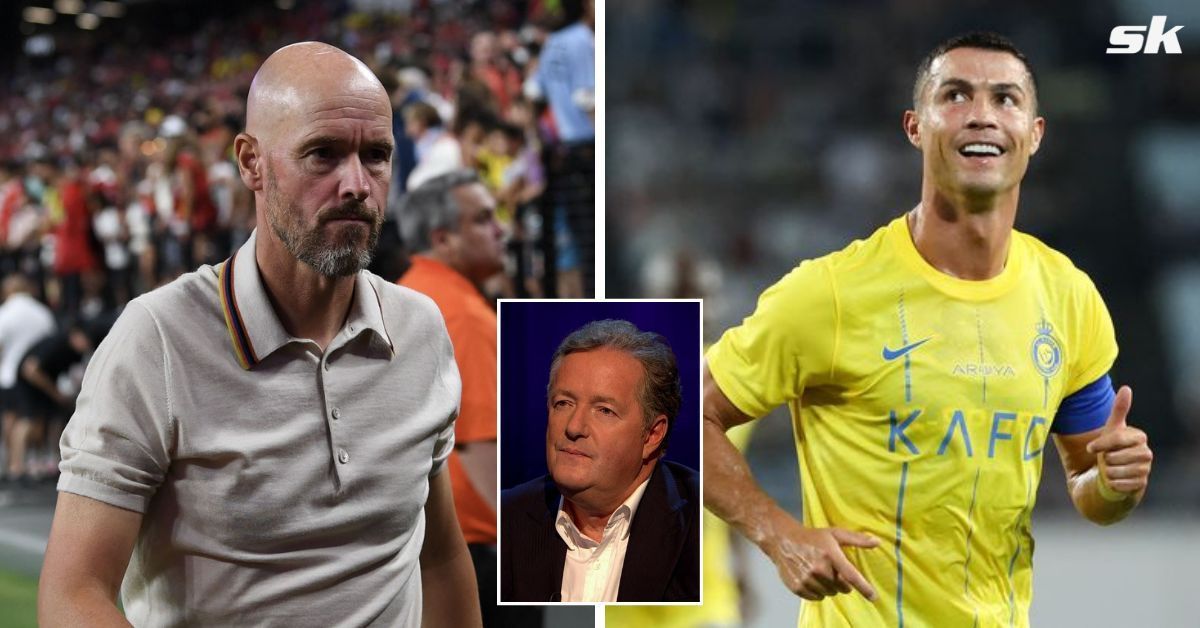 Piers Morgan (inset) has taken the opportunity to lambast Erik ten Hag (left).