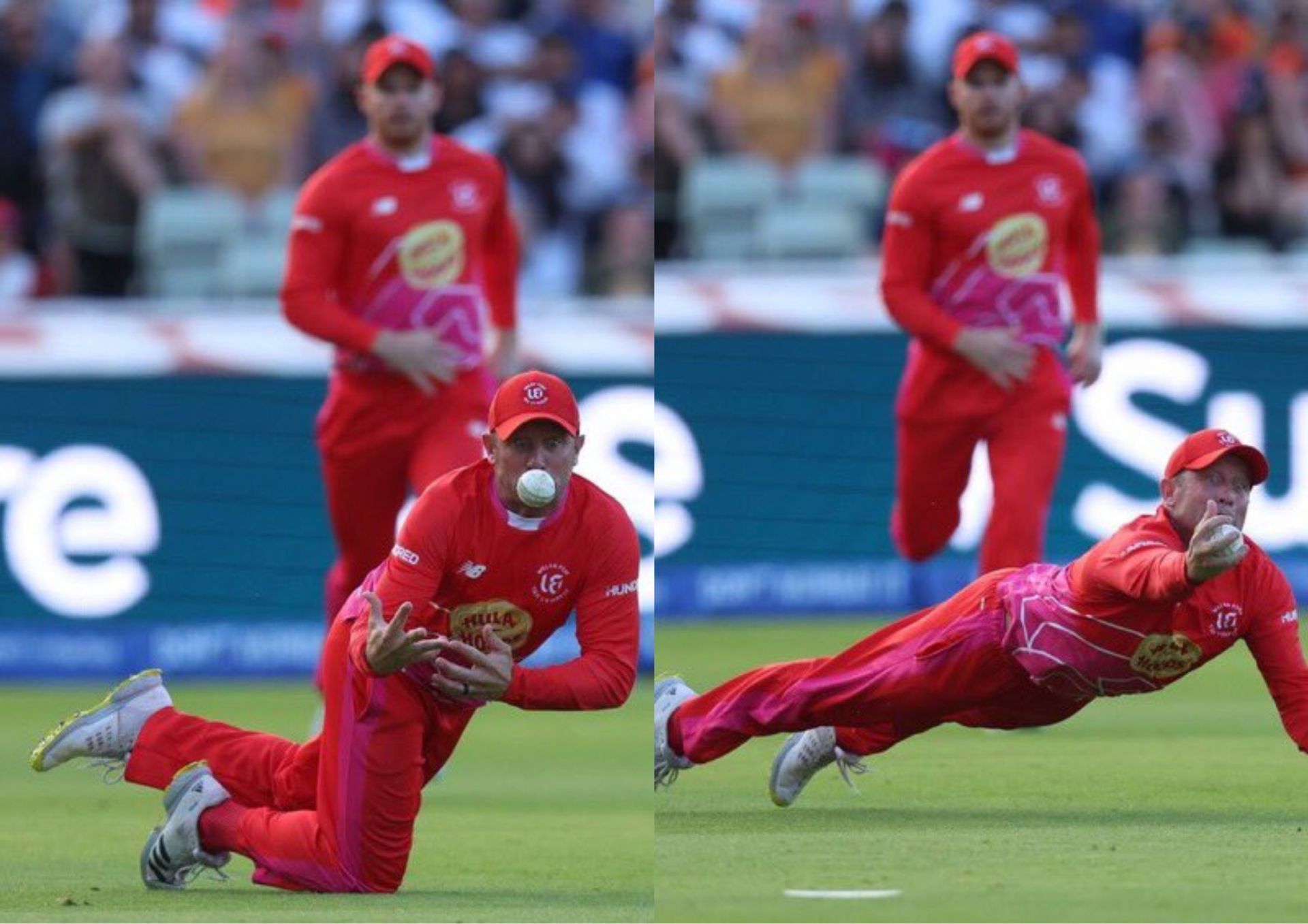 Roelof van der Merwe pulled off a superb catch in The Hundred on Thursday (Picture Credits: The Hundred via Twitter).