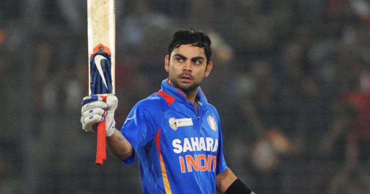 Virat Kohli celebrating his century against Pakistan in the 2012 Asia Cup.