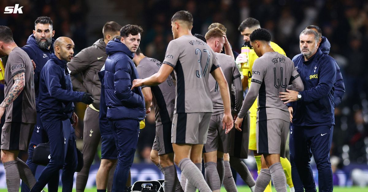 Tottenham Hotspur players pictured during their Carabao Cup defeat to Fulham.