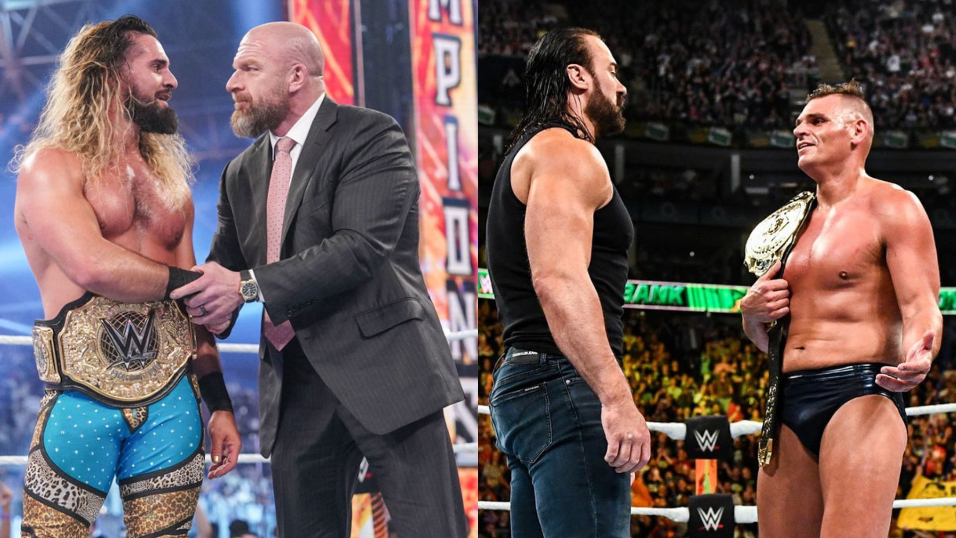 Seth Rollins and Triple H; Drew McIntyre and Gunther