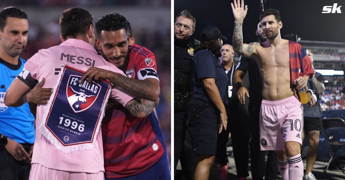 FC Dallas players were keen to click a picture with Lionel Messi