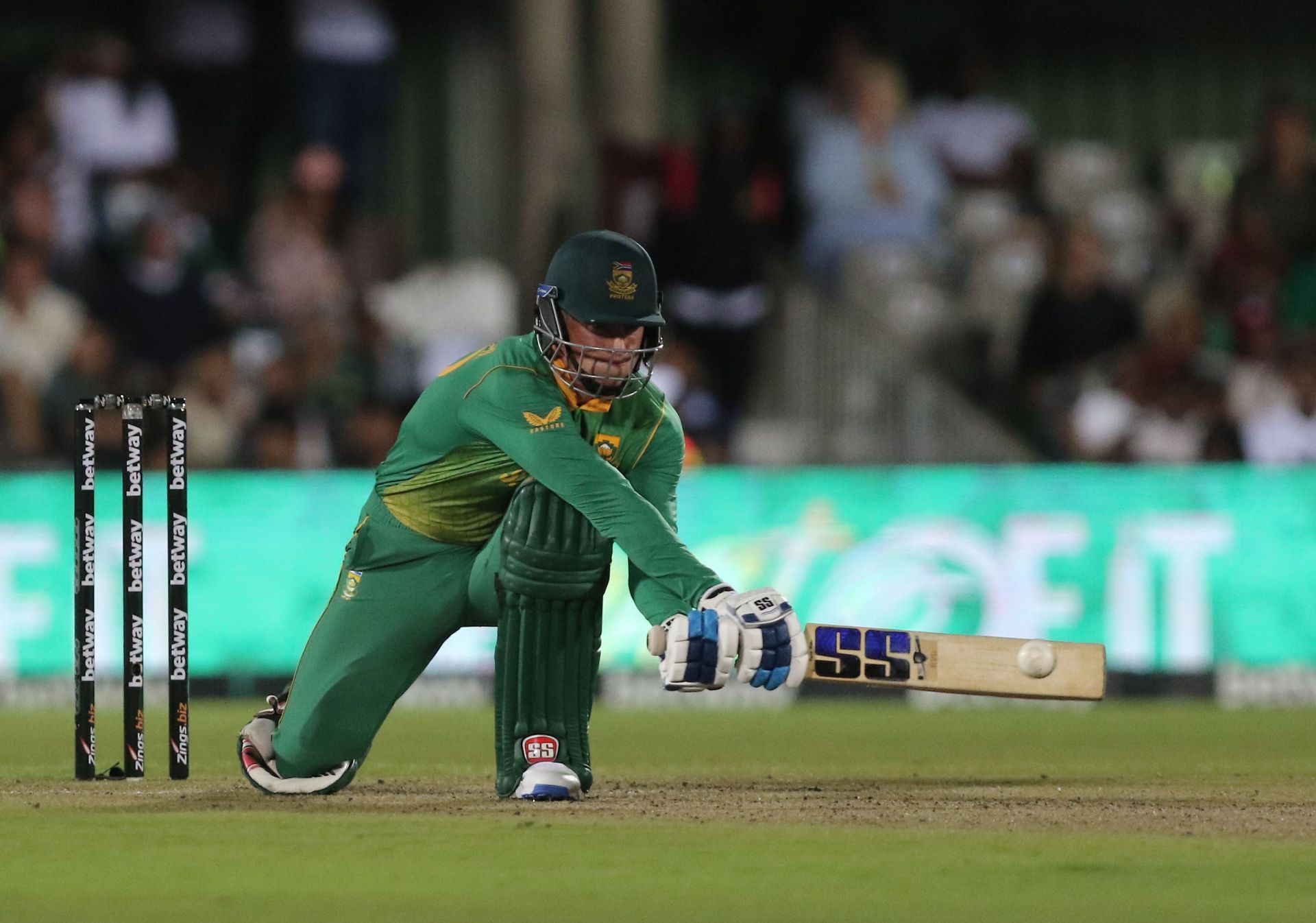 Rassie van der Dussen in action at the South Africa v West Indies - 2nd One Day International