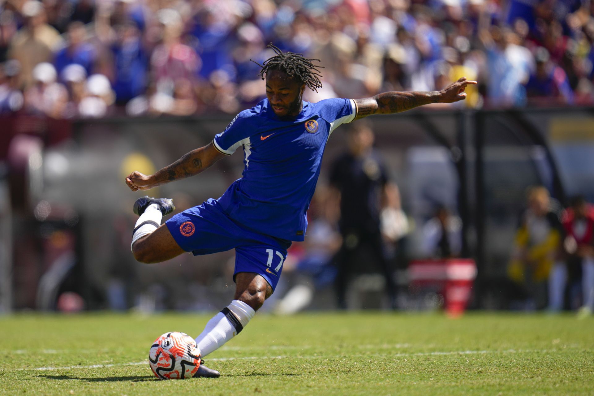 Chelsea&#039;s Raheem Sterling in action