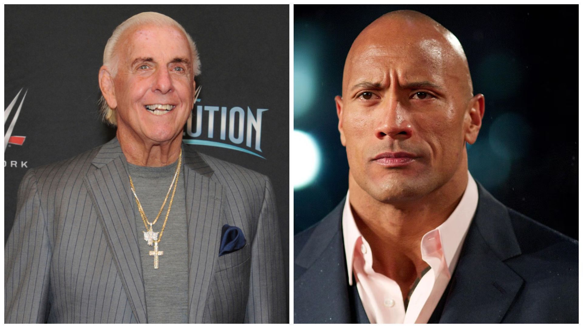 Ric Flair (left), Dwayne 