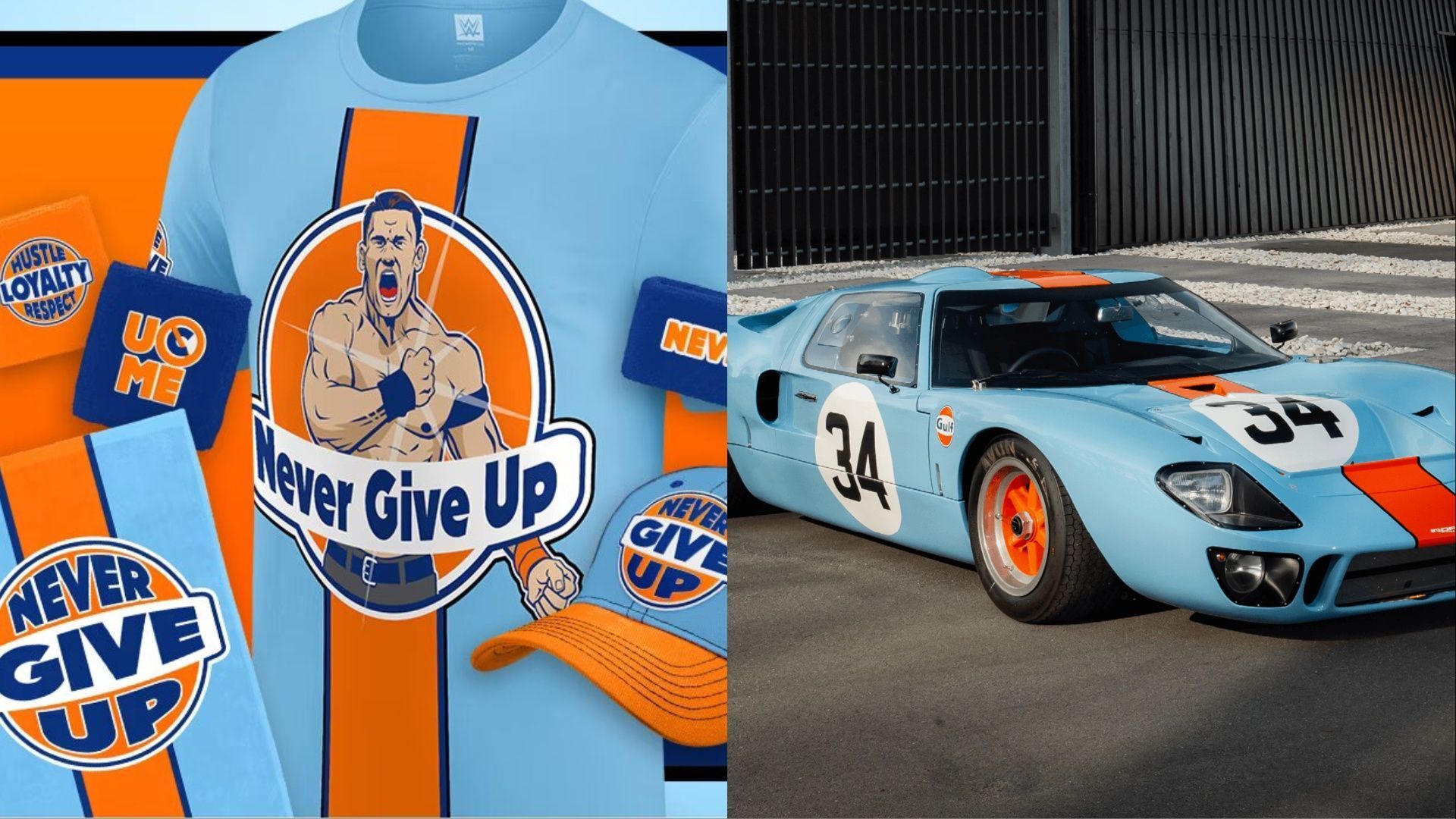 Cena&#039;s new merchandise seems to be inspired by the iconic Gulf livery.