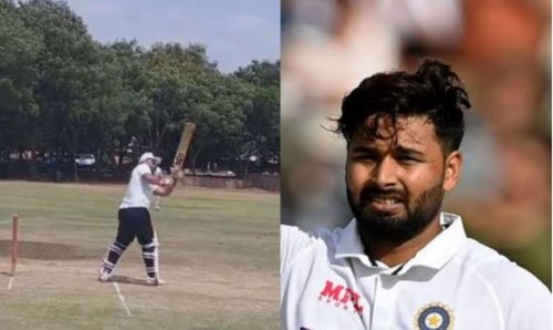 Rishabh Pant hits a trademark six on his return to the field.