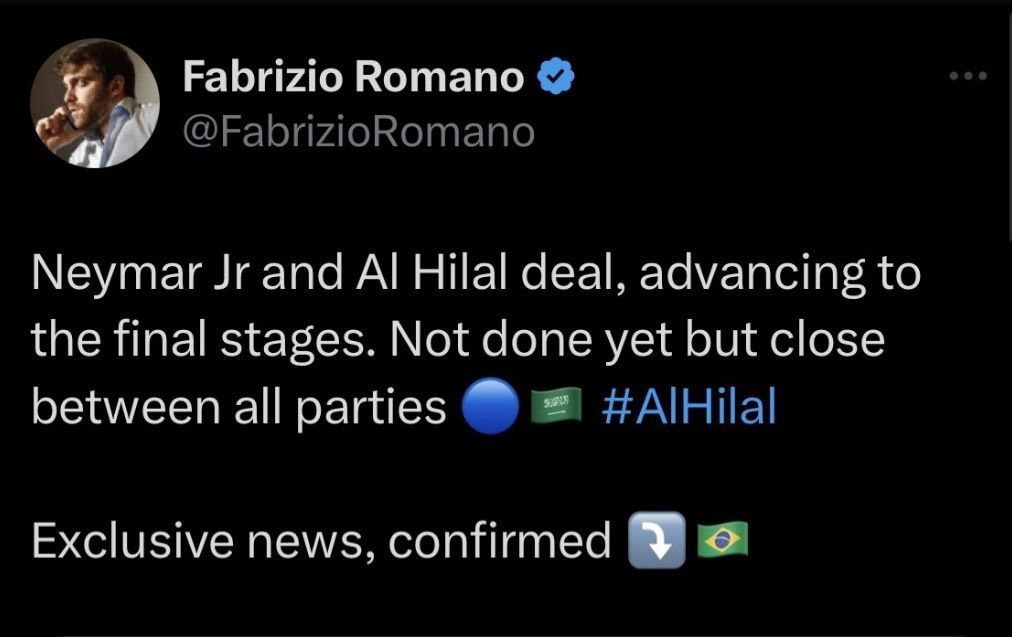Romano confirms that the PSG forward is close to joining Al-Hilal.