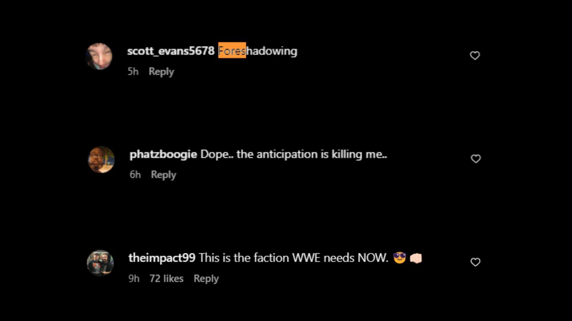 Screenshot of fans&#039; reaction from Instagram.
