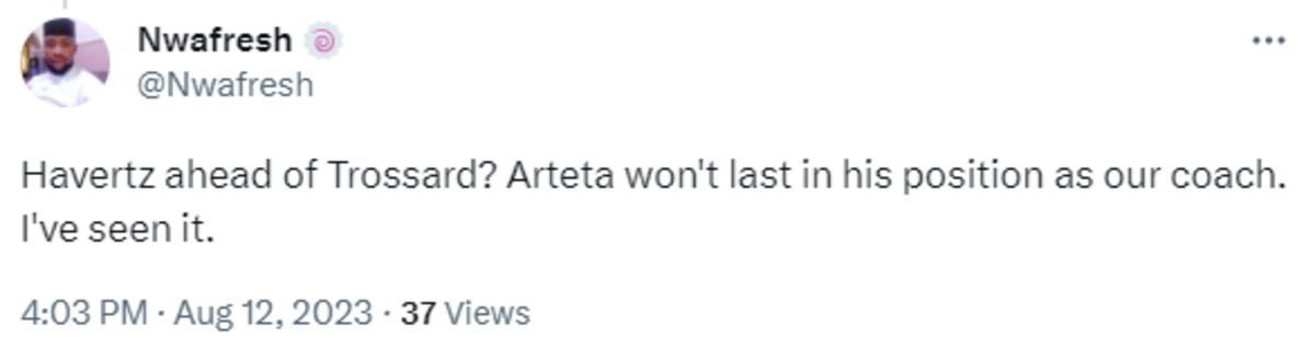 Some believe Havertz doesn&#039;t deserve to start ahead of Trossard