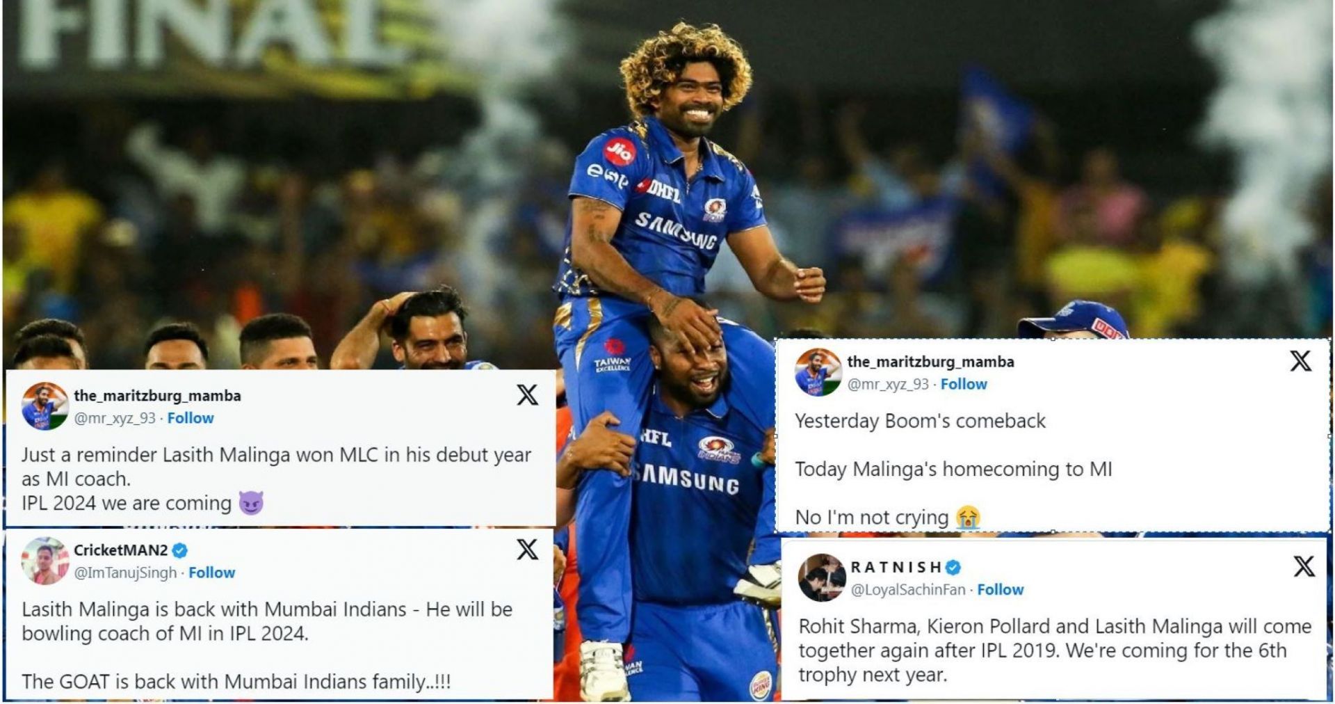 Lasith Malinga played for MI until the 2019 IPL season