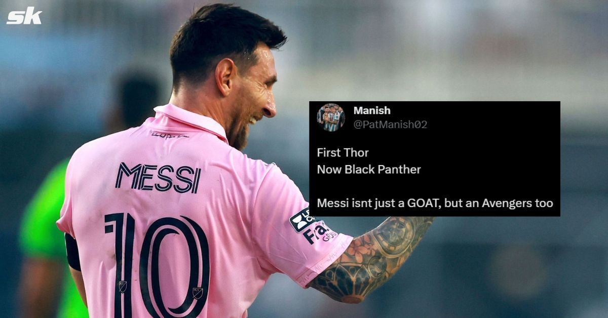 Lionel Messi pulls out another superhero celebration.