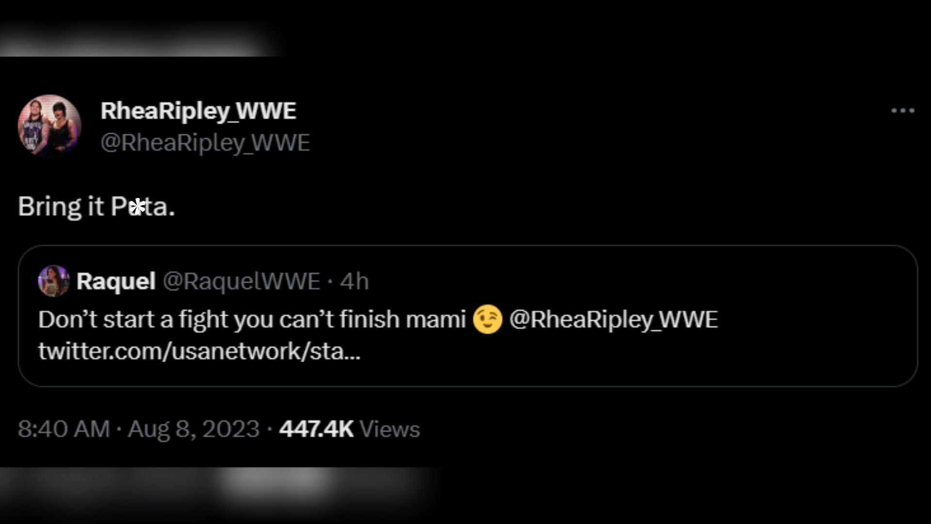 Screenshot of Rhea Ripley&#039;s tweet