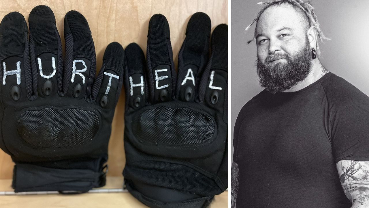 The superstar wore these gloves during feud with Wyatt