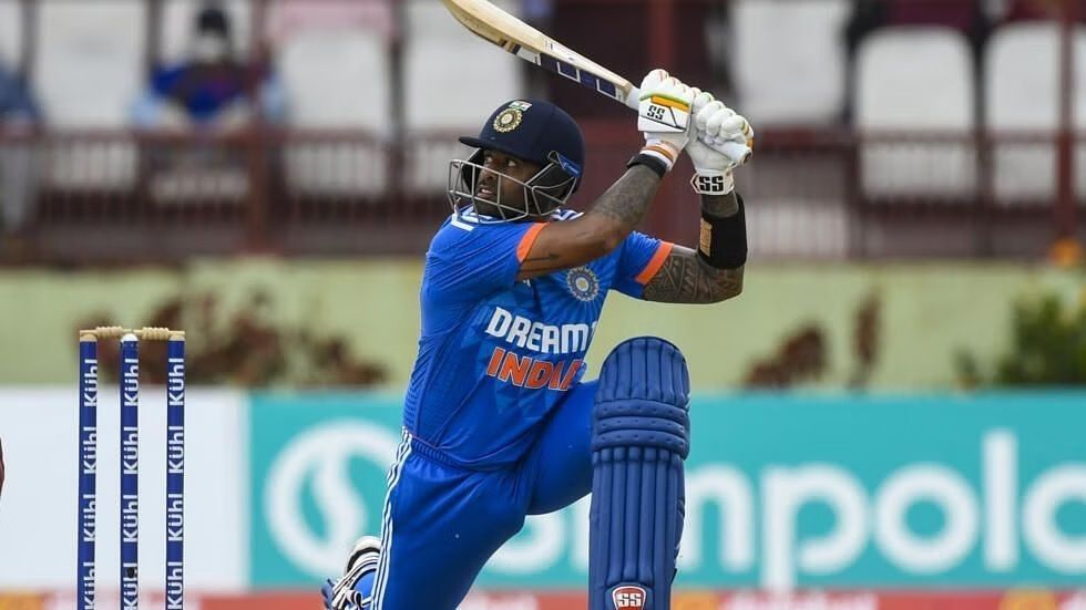 Suryakumar Yadav struck 10 fours and four sixes during his innings.