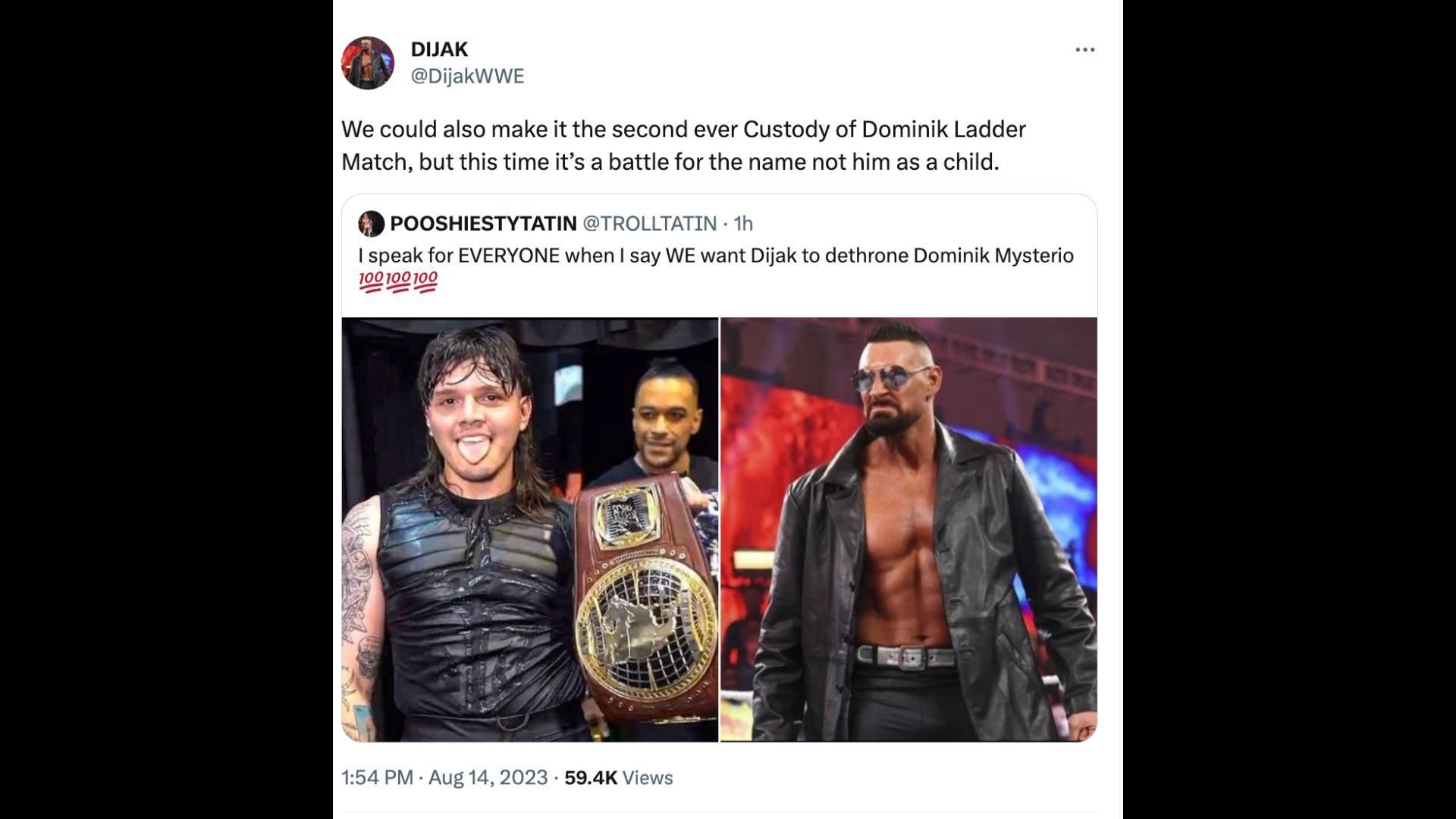 Dijak sends message to Dominik on Twitter.