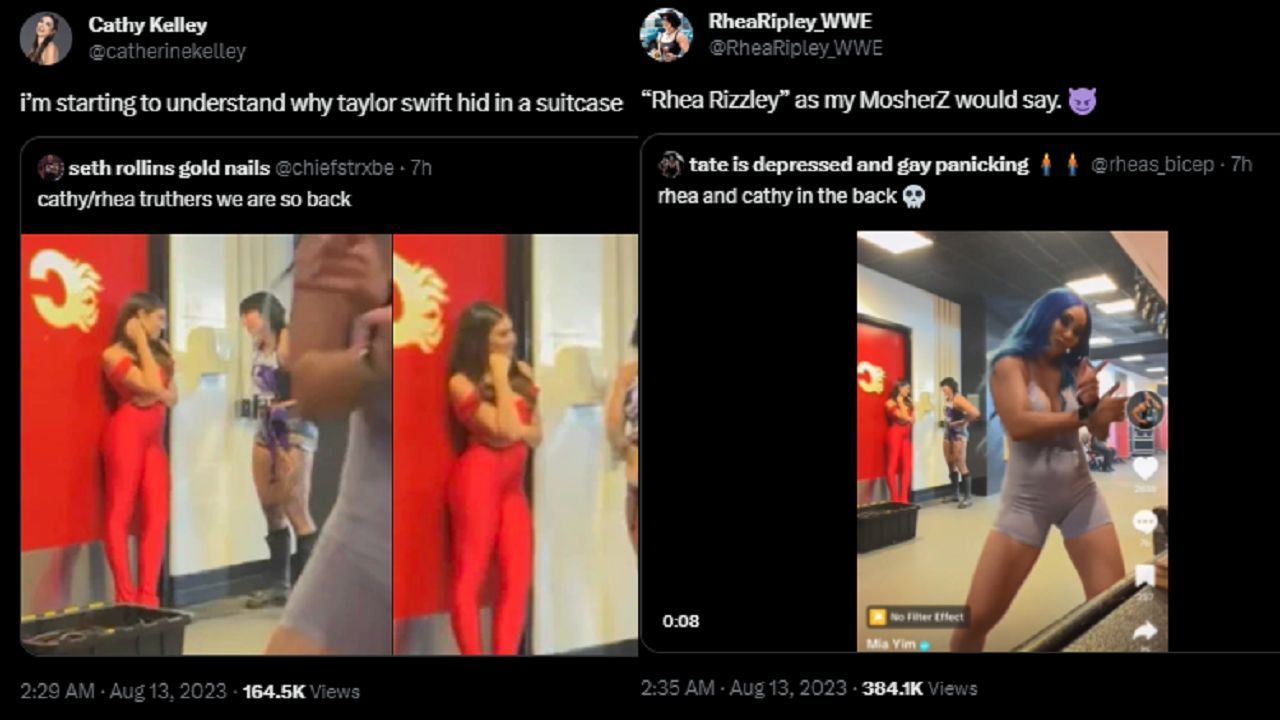 Cathy Kelley and Rhea Ripley&#039;s reactions to the video