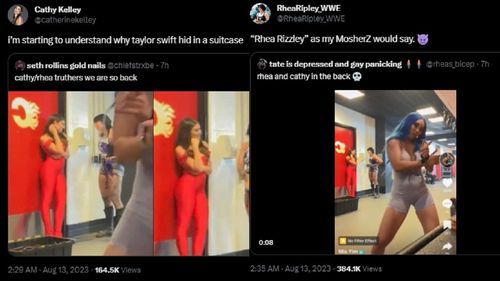 Cathy Kelley and Rhea Ripley's reactions to the video