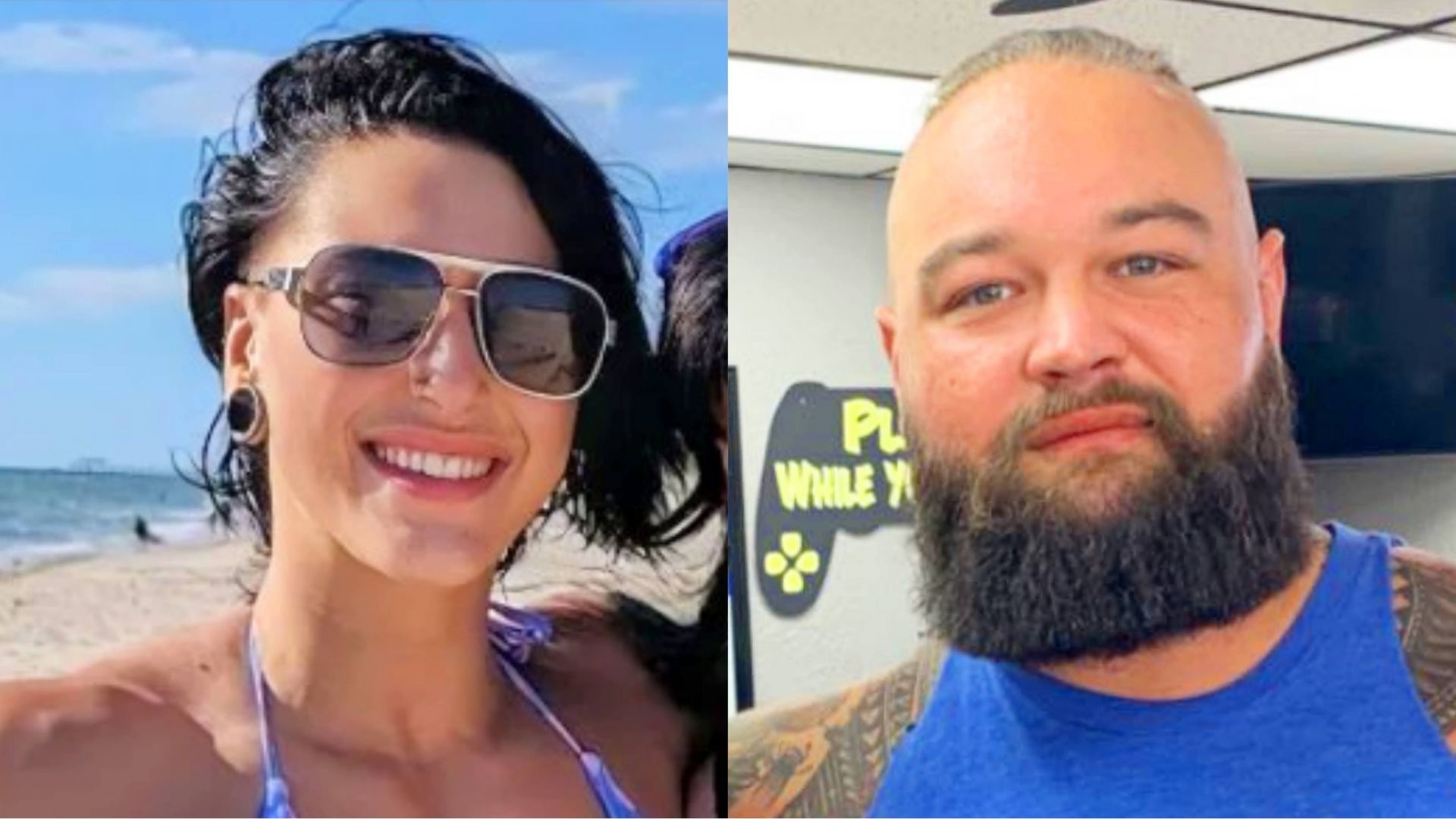 Popular WWE stars Rhea Ripley (left) and Bray Wyatt (right)