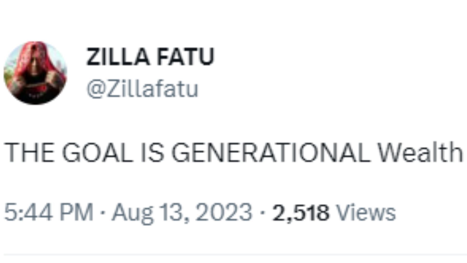 Zilla Fatu took to Twitter to express his opinion.