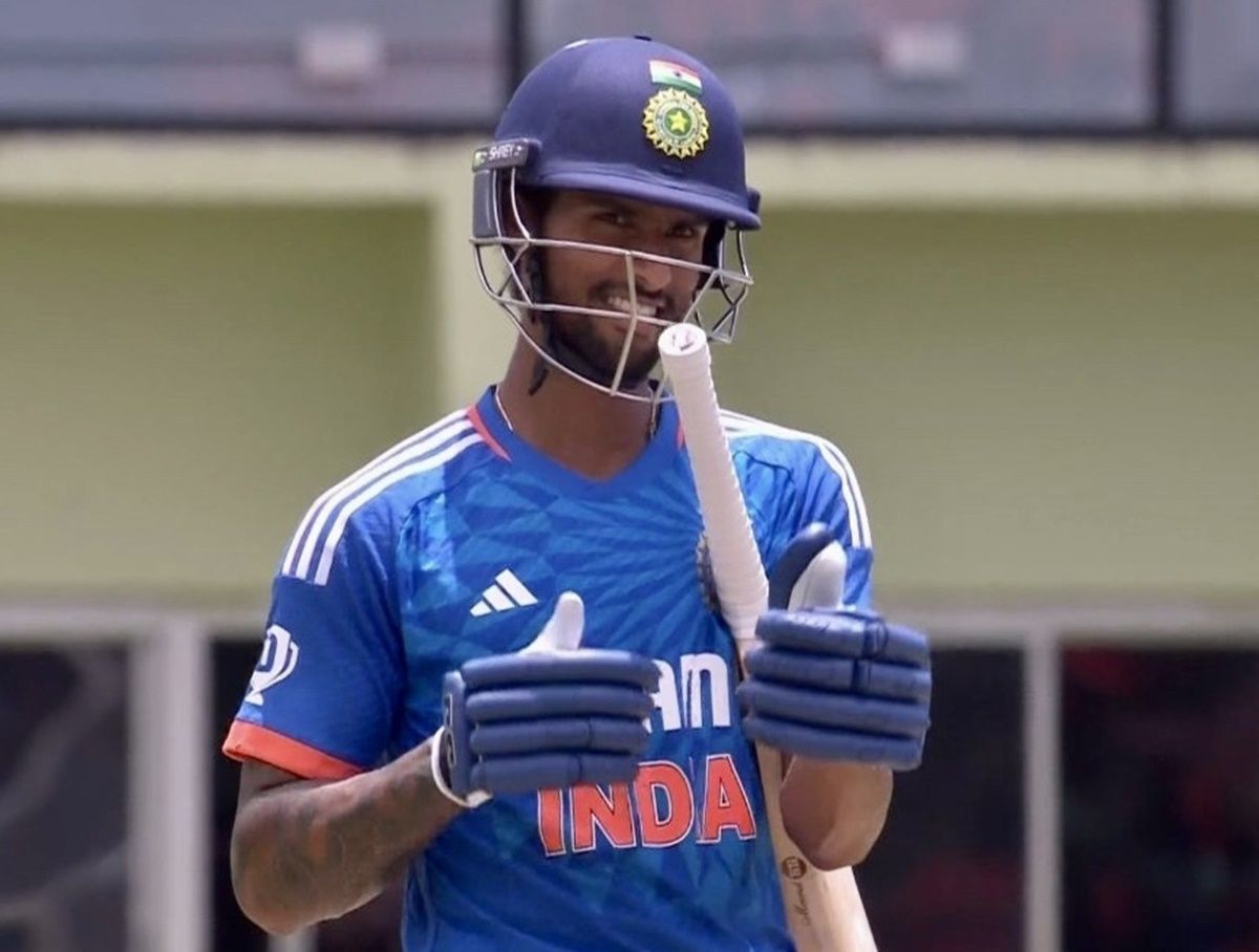 Tilak Varma during his debut series in West Indies.