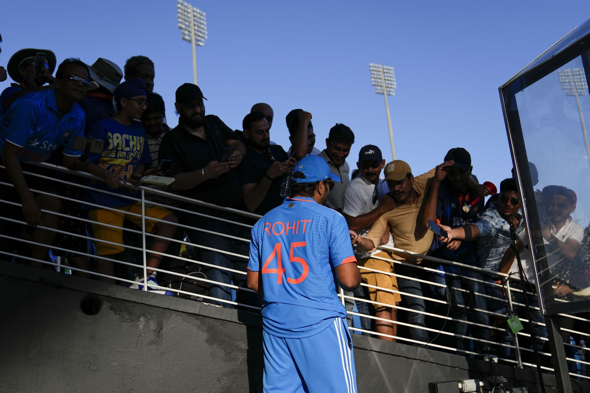 The Indian opener signs autograph after the third ODI against West Indies (Pic: AP Photo/Ramon Espinosa)