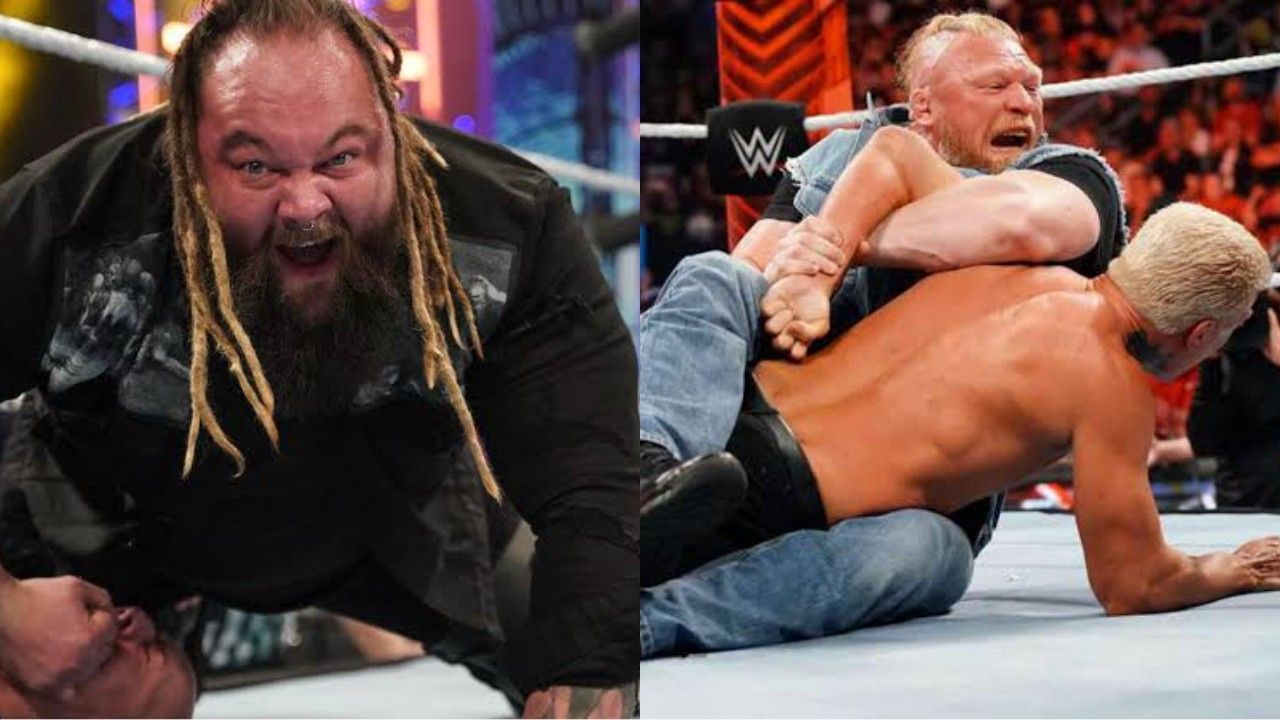 WWE सुपरस्टार्स ब्रे वायट, ब्रॉक लैसनर और कोडी रोड्स 