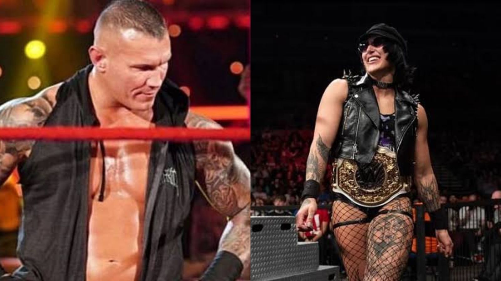 Randy Orton (left); Rhea Ripley (right)