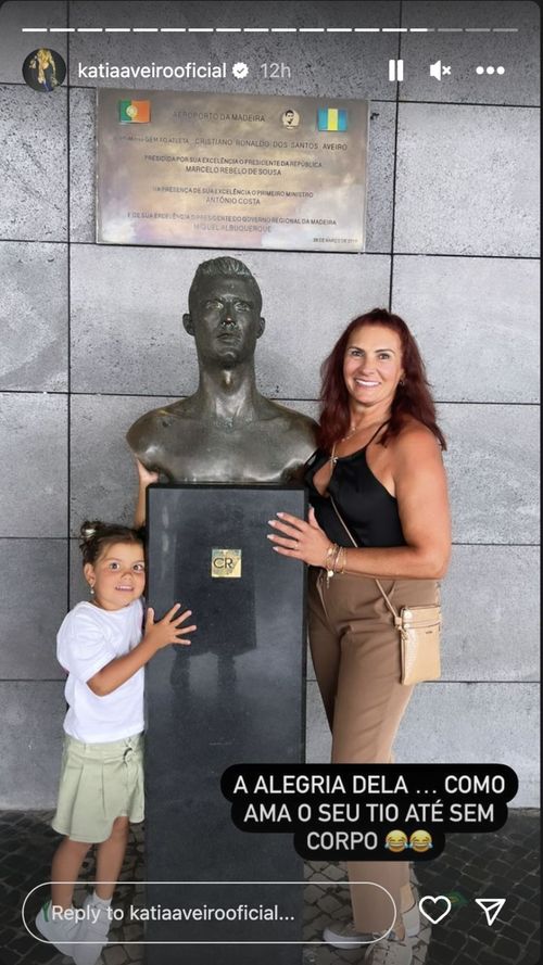 Cristiano Ronaldo's sister with her daughter at the Madeira airport