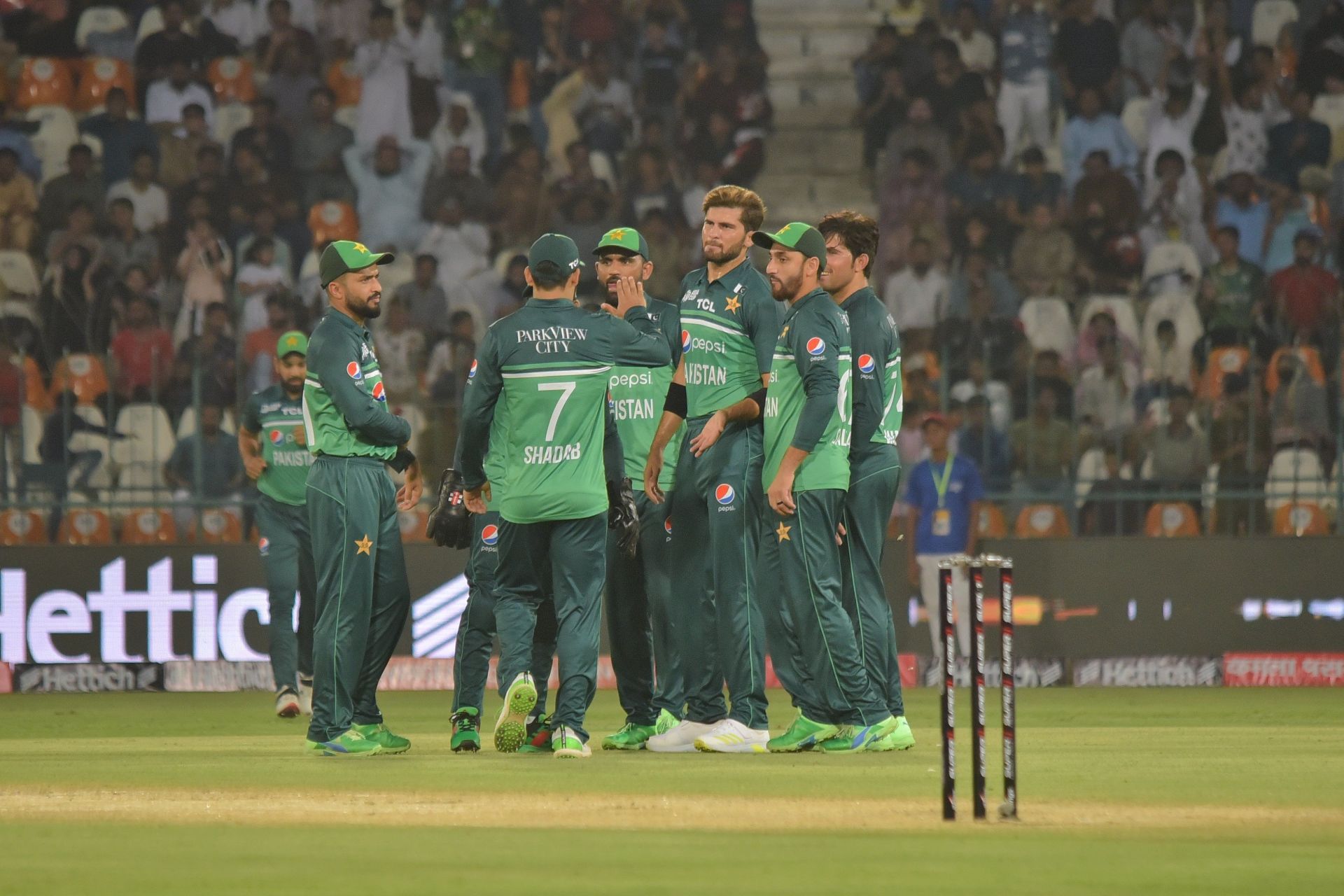 Shaheen Shah Afridi celebrates a wicket. (Credits: Twitter)