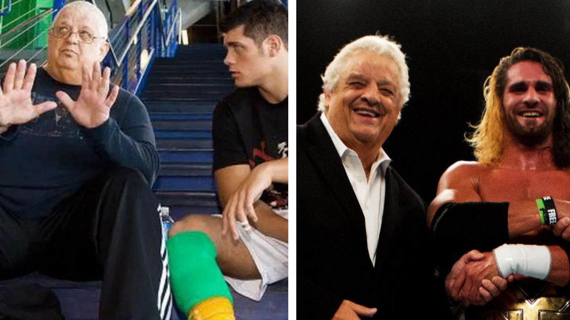 Dusty Rhodes with Cody and Seth, respectively