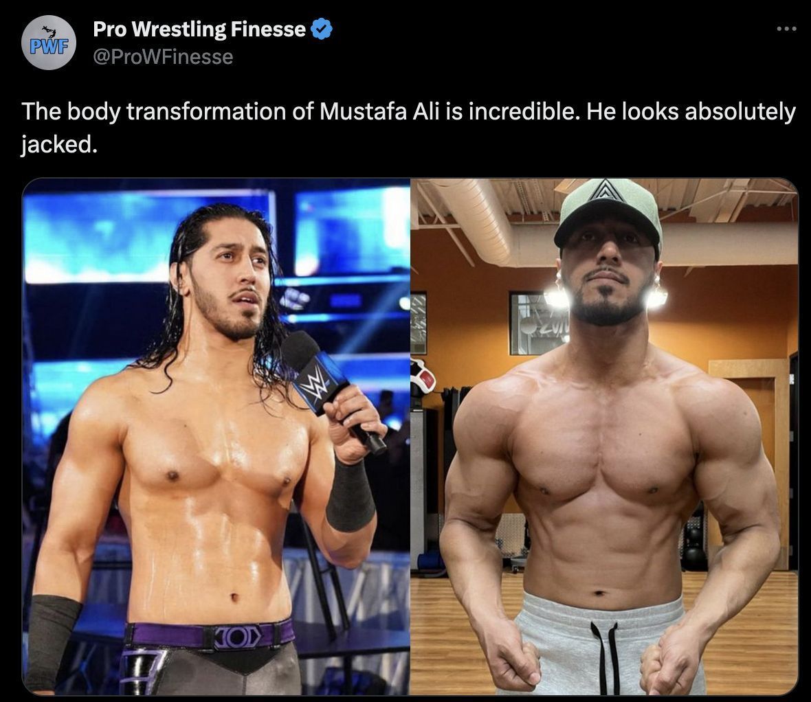 Mustafa Ali shows off his incredible physique