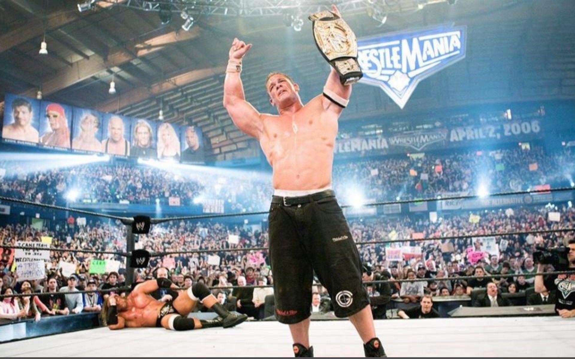 John Cena following a title win at WrestleMania.