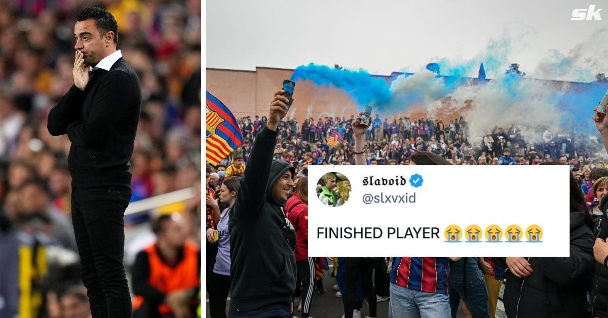 Fans react as Barcelona