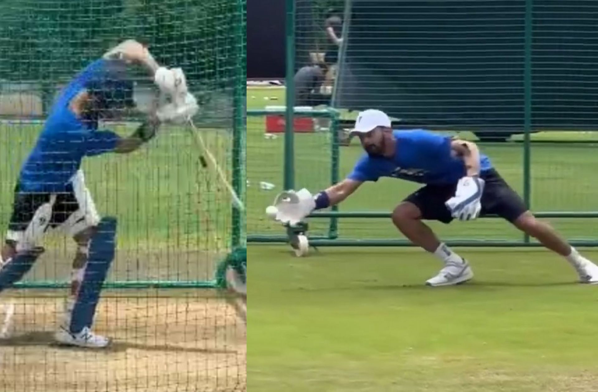 KL Rahul working on his keeping and batting in the nets. 