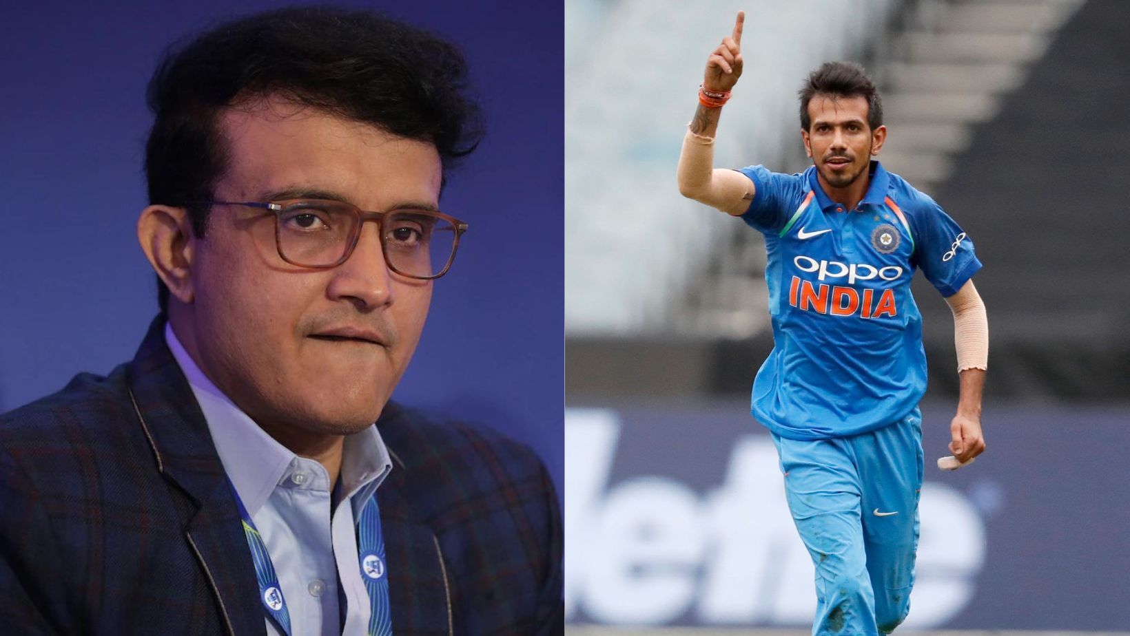 Sourav Ganguly (L) and Yuzvendra Chahal.