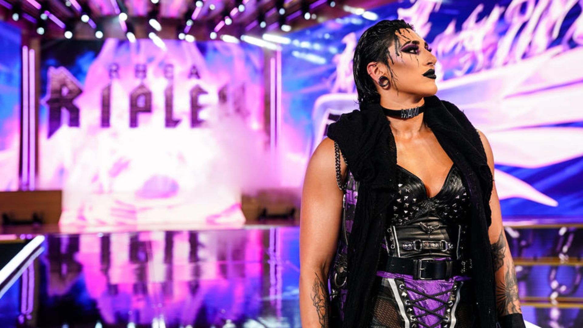 Rhea Ripley during her entrance. Image Credits: wwe.com 